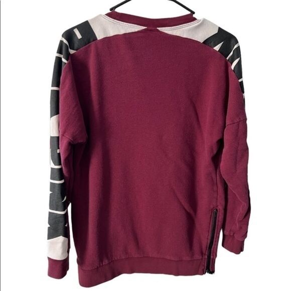 PINK, Maroon, Crewneck with Zip Sides - Picture 5 of 5